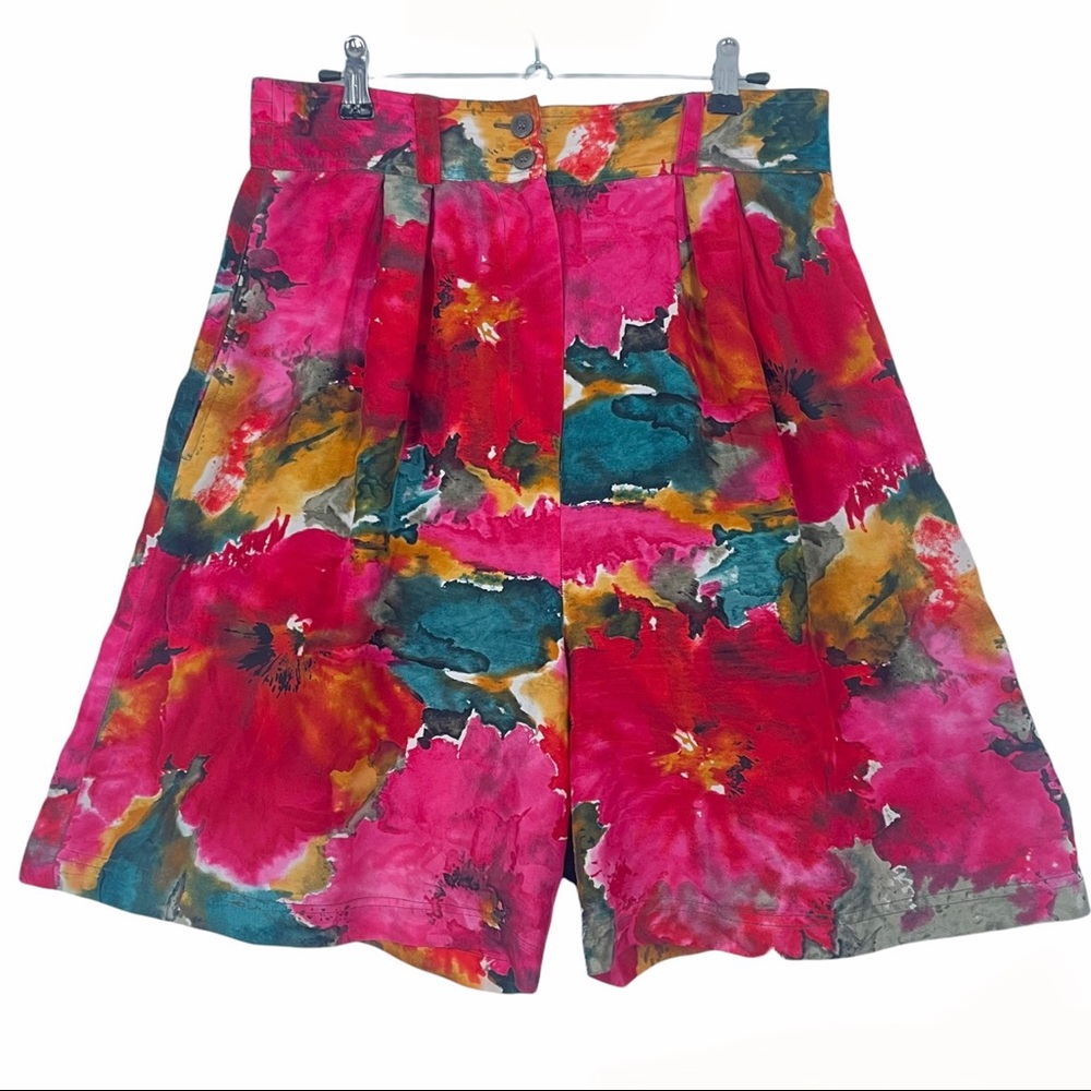 VINTAGE FORENZA Silk Floral Hawaiian Style Shorts
